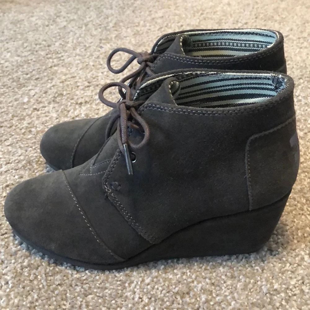 TOMS Grey‎ Wedge Bootie